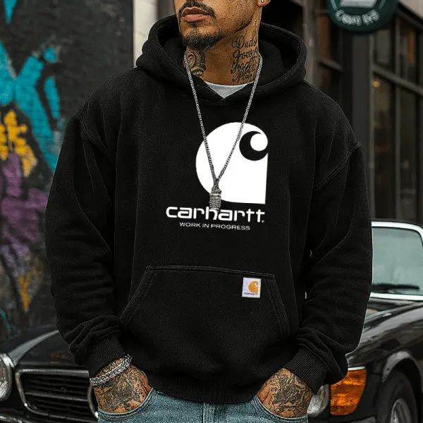 Hooded Sweatshirt With Iconic Logo Design For Men - Ootdyouth.com 