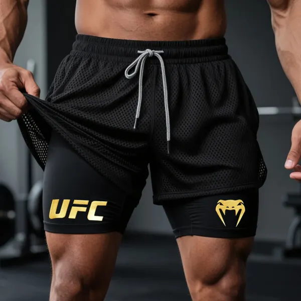 Fitness Double Mesh Shorts Everyday Basic Shorts Ultimate Fighting Double Shorts - Wayrates.com 