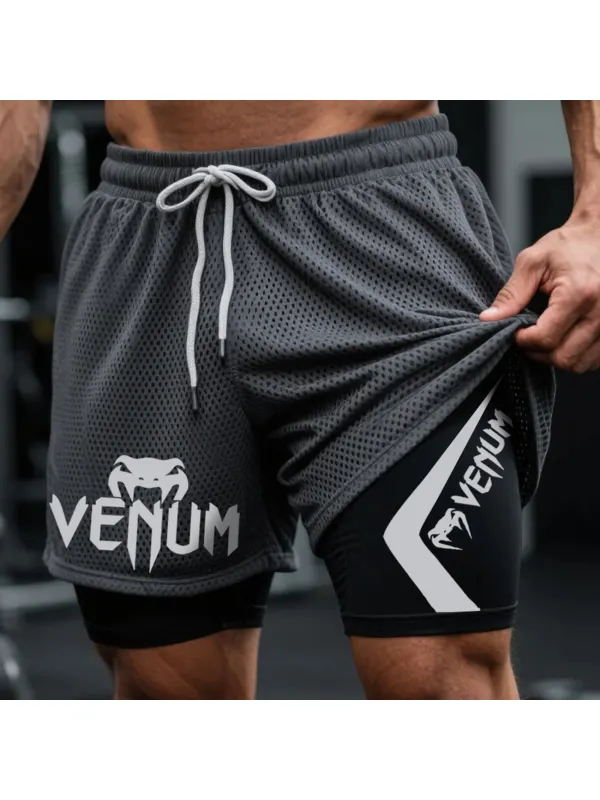 Fitness Double Mesh Shorts Everyday Basic Shorts Ultimate Fighting Double Shorts - Aptkoi.com 