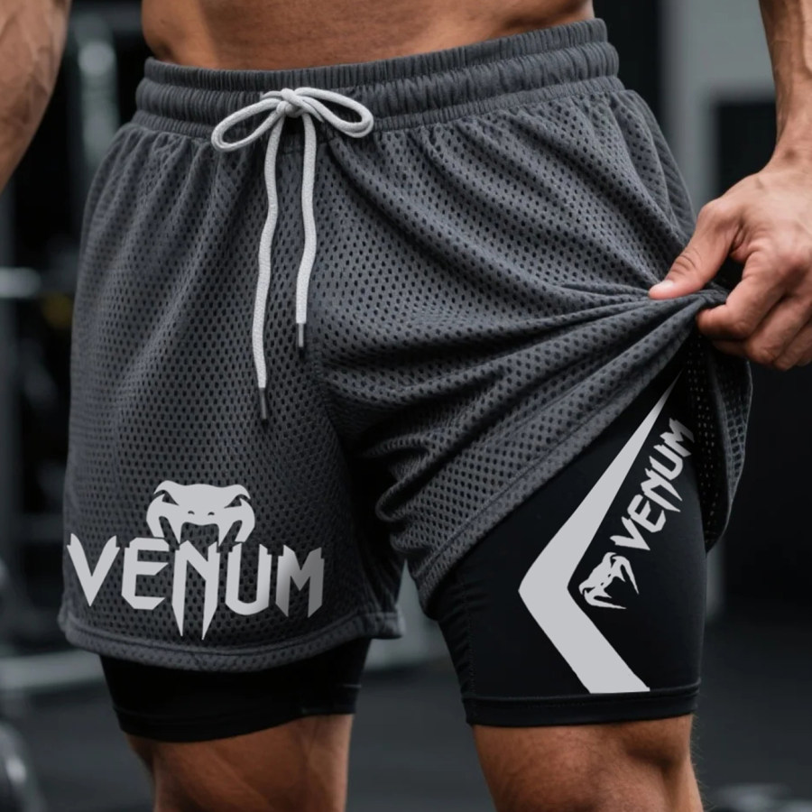 Fitness Double Mesh Shorts Everyday Basic Shorts Ultimate Fighting Double Shorts