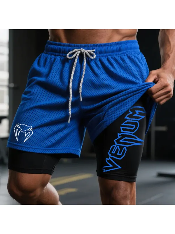 Fitness Double Mesh Shorts Everyday Basic Shorts Ultimate Fighting Double Shorts - Aptkoi.com 