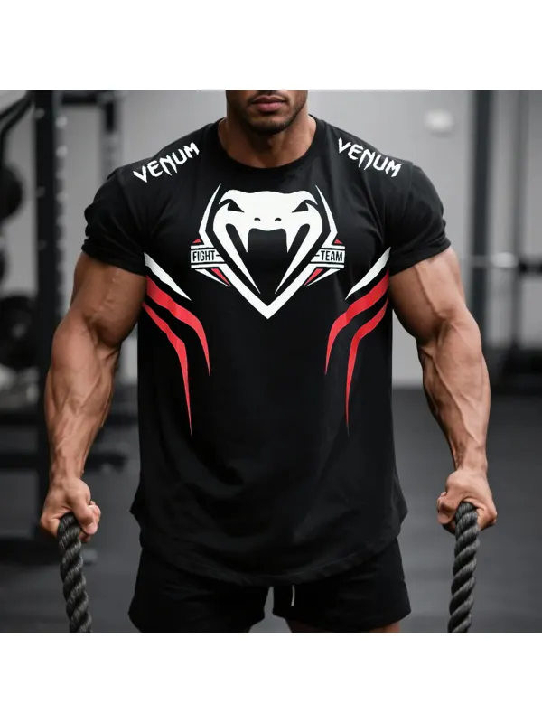 Oversized Loose Fit Short Sleeve T-Shirt Ultimate Fighting Print Top - Aptkoi.com 