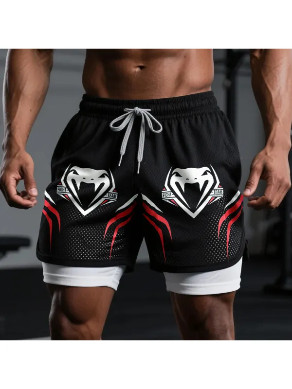 Fitness Double Mesh Shorts Everyday Basic Shorts Ultimate Fighting Double Shorts - Aptkoi.com 