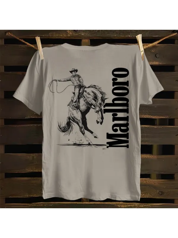 Casual Cowboy Design Graphic T-Shirt - Aptkoi.com 