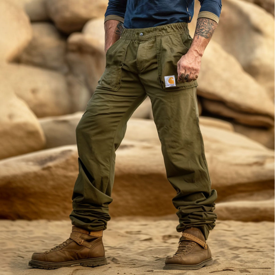 

Men's Vintage Outdoor Tactical Pocket Olive Trousers Cargo Pants