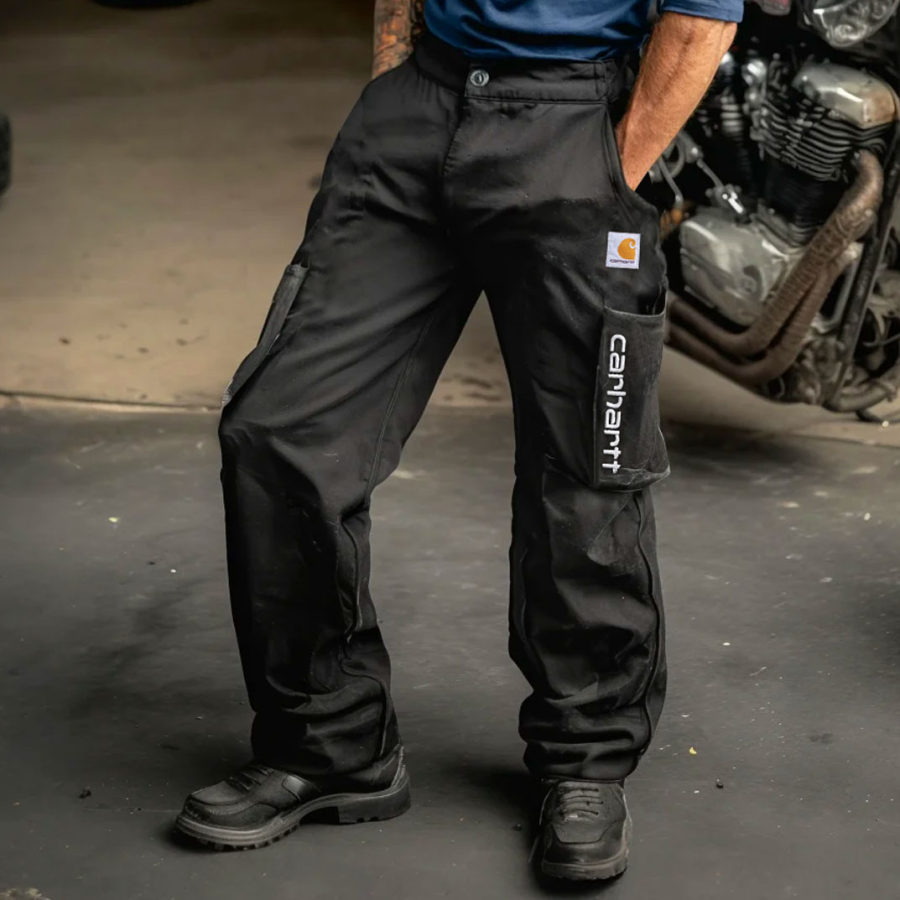

Men's Vintage Outdoor Motorcycle Multi-Pocket Black Trousers Cargo Pants