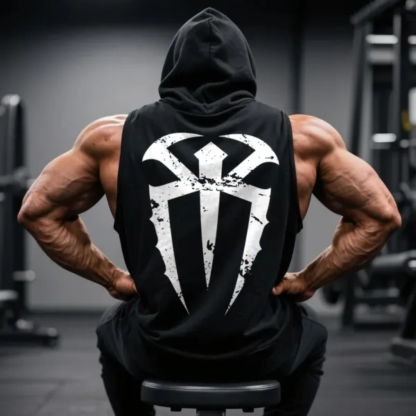 Large Size Loose Comfortable Breathable Hooded Sleeveless Top Fitness Sports Wrestling Fighting Hooded T-shirt - Ootdyouth.com 