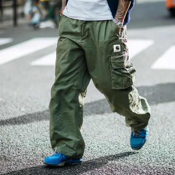 Men's Vintage Green Cargo Pants With Logo - Wayrates.chimpone.com 