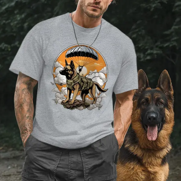 Military Parachute German Shepherd Graphic T-Shirt - Trissla.com 