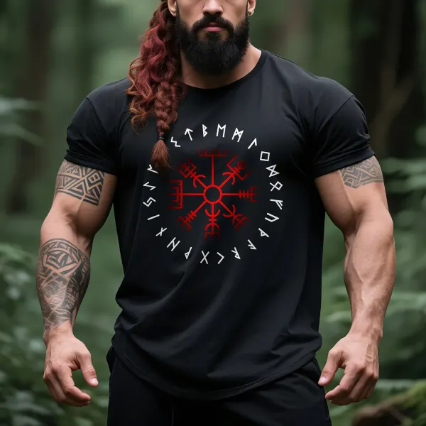 Oversized Loose Viking Style Totem Tree Of Life Crow Print T-shirt - Trissla.com 