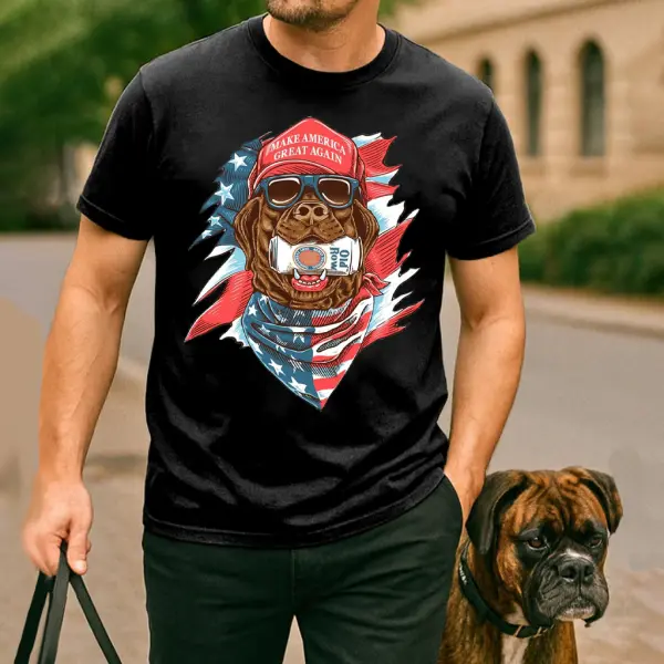 Casual Patriotic Dog Graphic T-Shirt - Trissla.com 