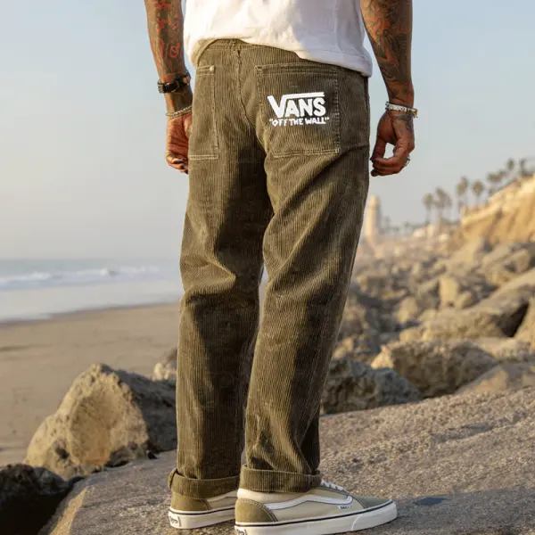 Vans Corduroy Pants With Iconic Logo Patch For Men - Wayrates.com 