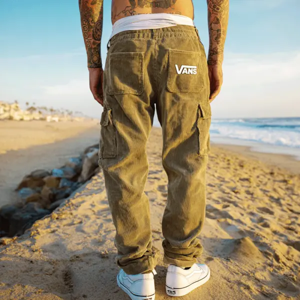 Vans Cargo Pants With Adjustable Waist And Multiple Pockets For Casual Wear - Wayrates.com 