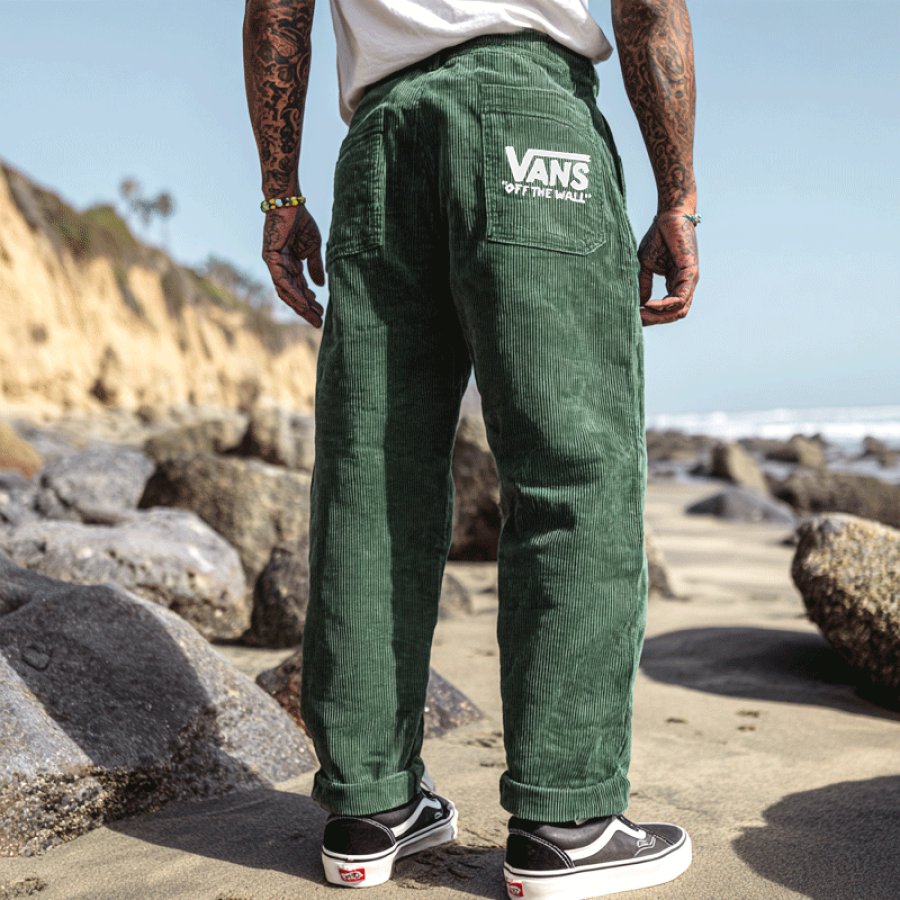 

Outdoor Beach Vintage Corduroy Trousers With Iconic Logo Patch For Men