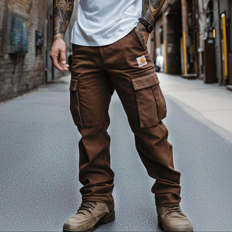 

Men's Vintage Outdoor Tactical Multi-Pocket Brown Trousers Cargo Pants