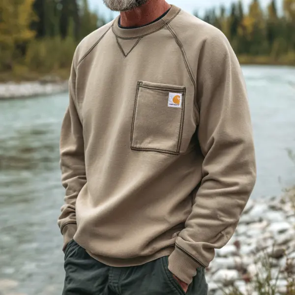 Cozy Crewneck Sweatshirt With Chest Pocket For Outdoor Adventures - Wayrates.chimpone.com 