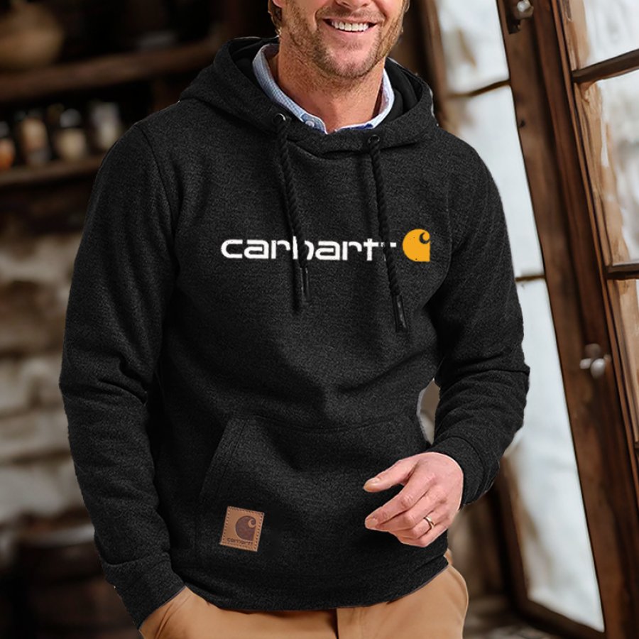 

Carhartt Men's Casual Leather Lable Graphic Print Hoodie Black