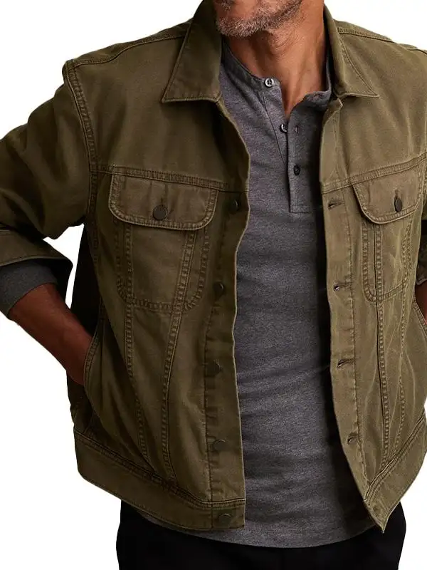 Men's Vintage Classic Lapel Single Breasted Long Sleeve Denim Jacket - Menwyx.com 
