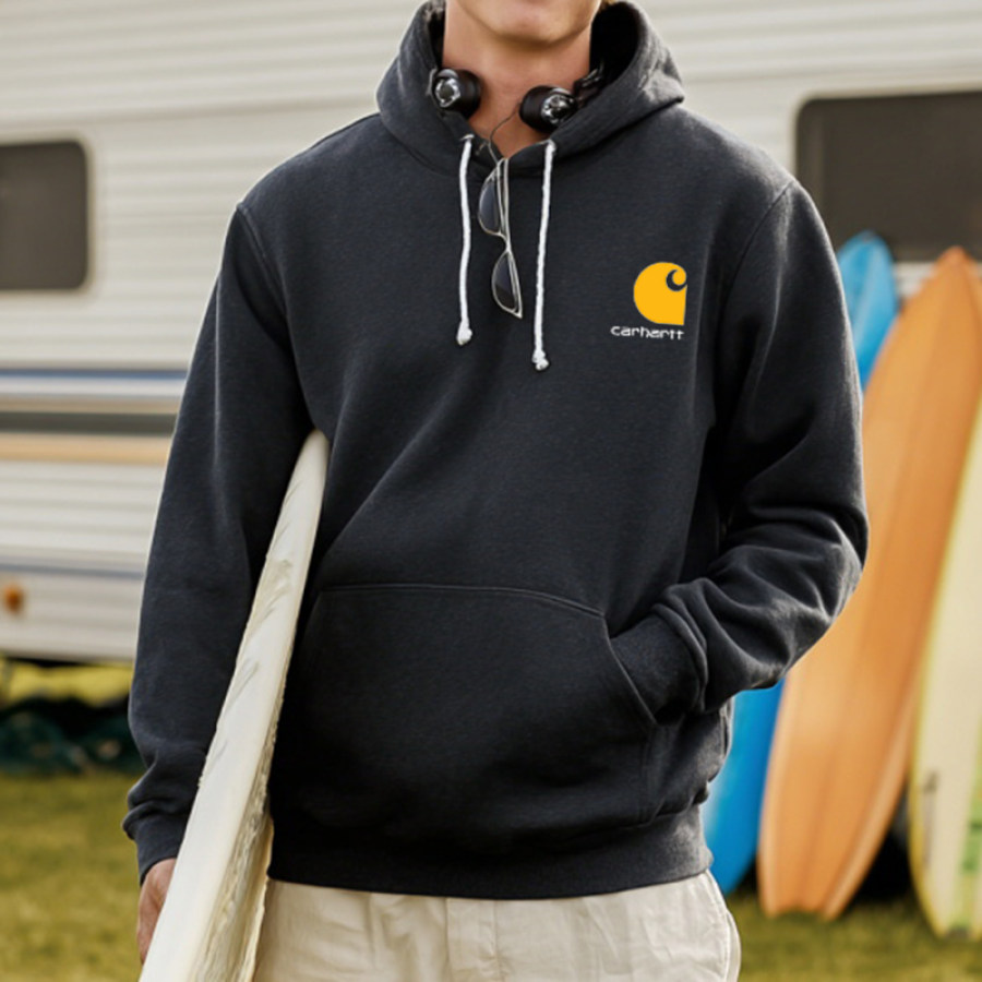 

Men's Loose Casual Surf Print Hooded Sweatshirt