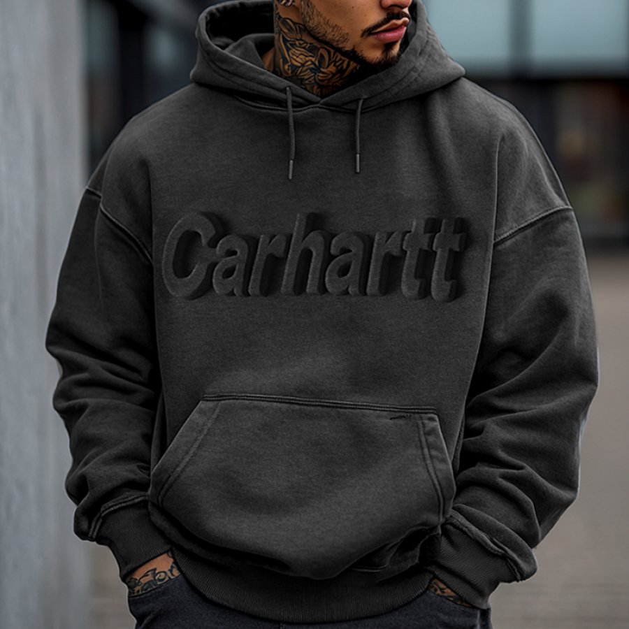 

Men's Vintage 3D Embossed Print Hoodie