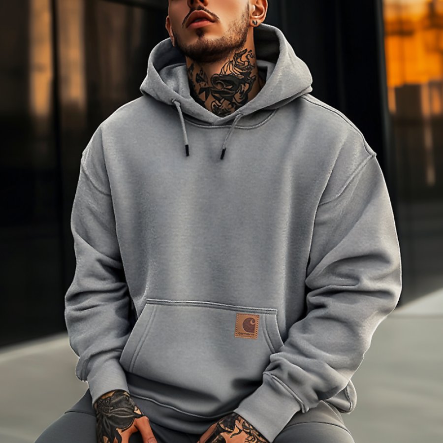 

Men's Casual Leather Lable Stylish Hoodie For Casual And Streetwear Enthusiasts