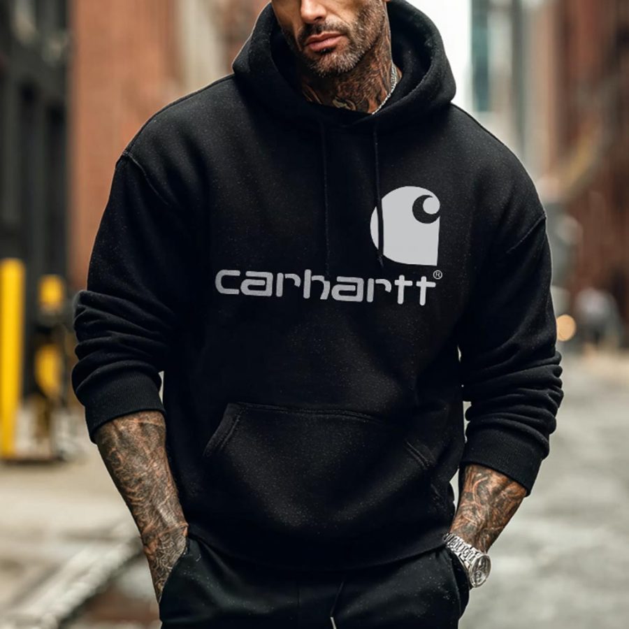 

Carhartt Men's Vintage Black Pocket Loose Long Sleeve Hoodie