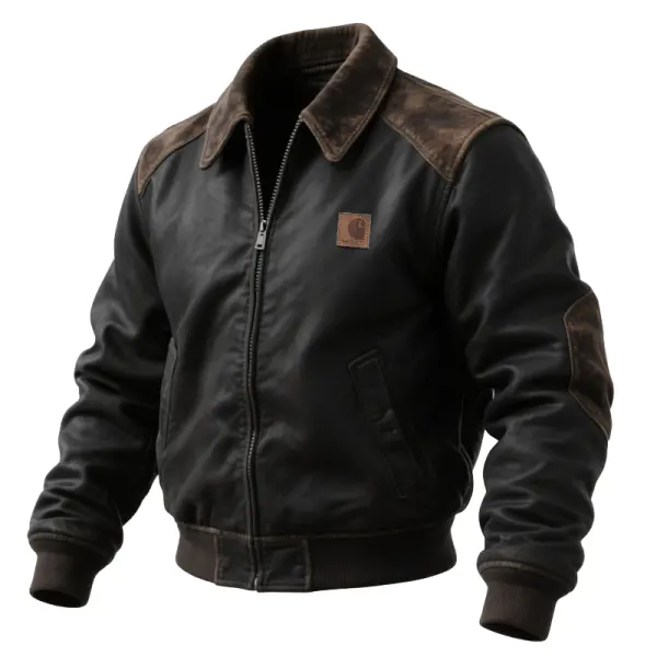 Classic Bomber Jacket With Distressed Details For Men - Perfect For Casual And Outdoor Adventures - Wayrates.com 