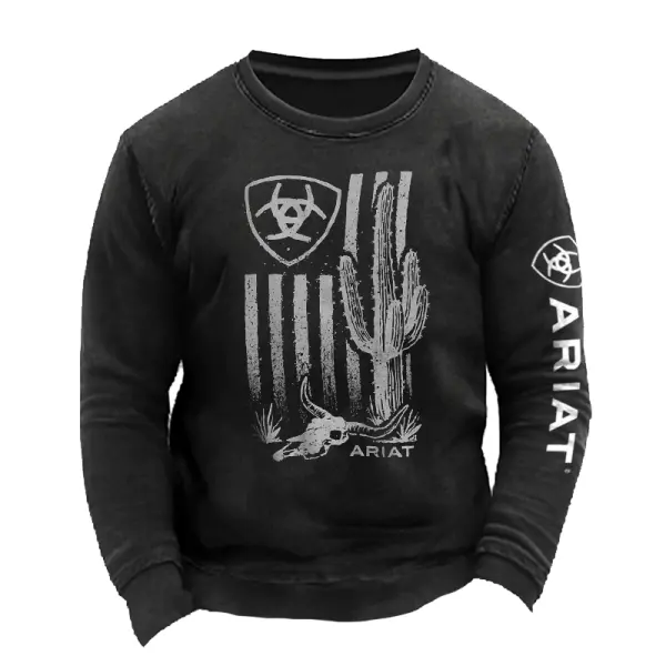 Stylish Graphic Sweatshirt With Western-Inspired Design For Casual Wear - Wayrates.com 