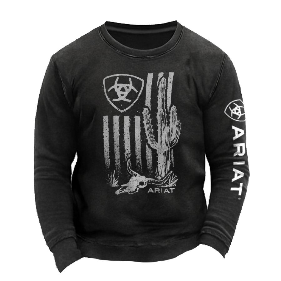 Stylish Graphic Sweatshirt With Western-Inspired Design For Casual Wear
