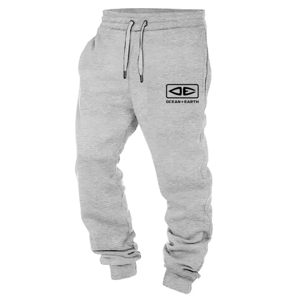 Men's Vintage Surf Ocean Print Elastic Waist Drawstring Jogger Sweatpants - Wayrates.com 
