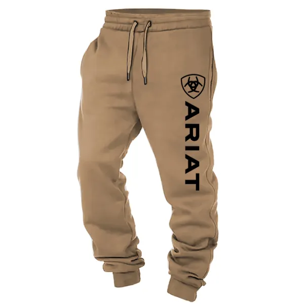 Men's Vintage Western Cowboy Print Elastic Waist Drawstring Jogger Sweatpants - Wayrates.com 