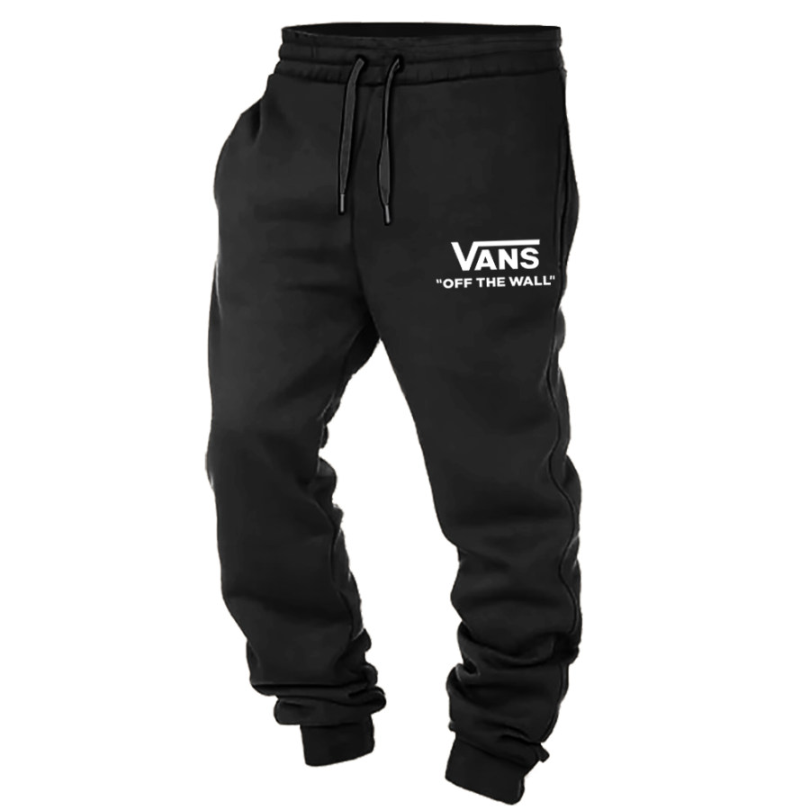 Men's Vintage Off The Wall Print Elastic Waist Drawstring Jogger Sweatpants