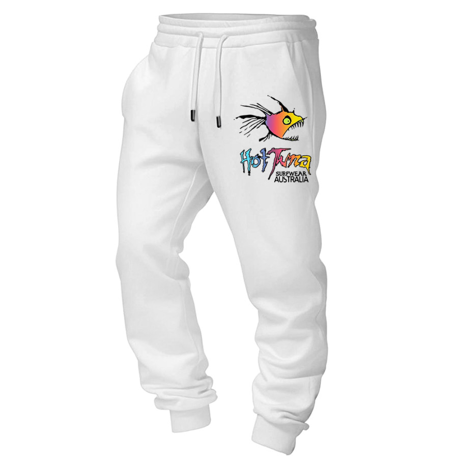 Men's Vintage Surf Australian Fish Print Elastic Waist Drawstring Jogger Sweatpants