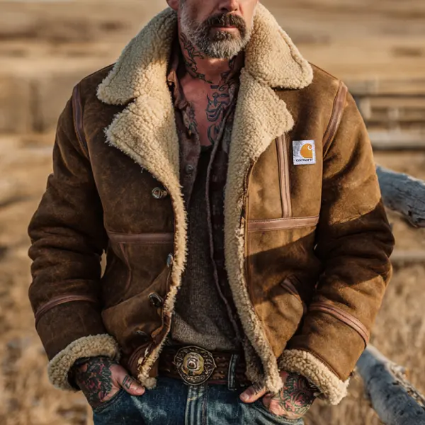 Make Old Suede Winter-Ready Shearling Jacket With Stylish Tattoo-Inspired Design - Wayrates.com 