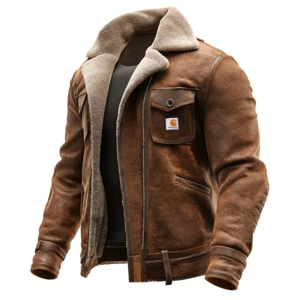 Men's Vintage Brown Suede Leather Jacket With Sherpa Lining - Wayrates.com 
