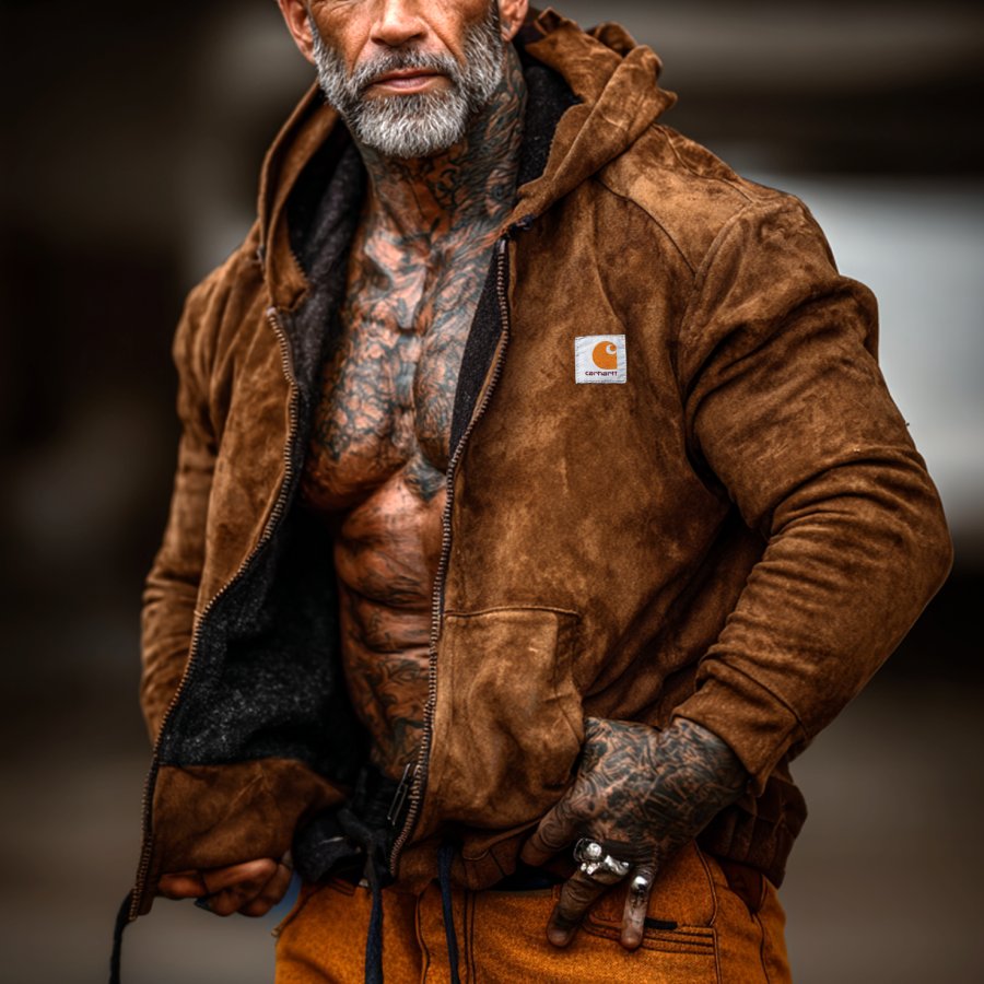 

Men's Vintage Rugged Brown Suede Jacket