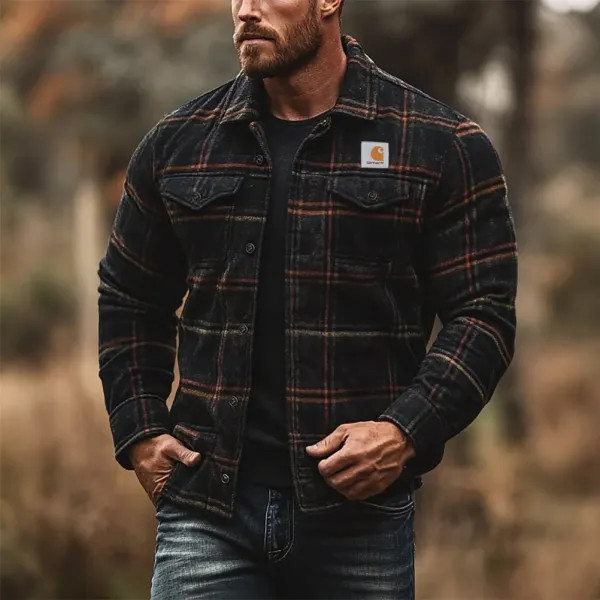 Men's Casual Plaid Long Sleeve Shirt Jacket - Wayrates.com 