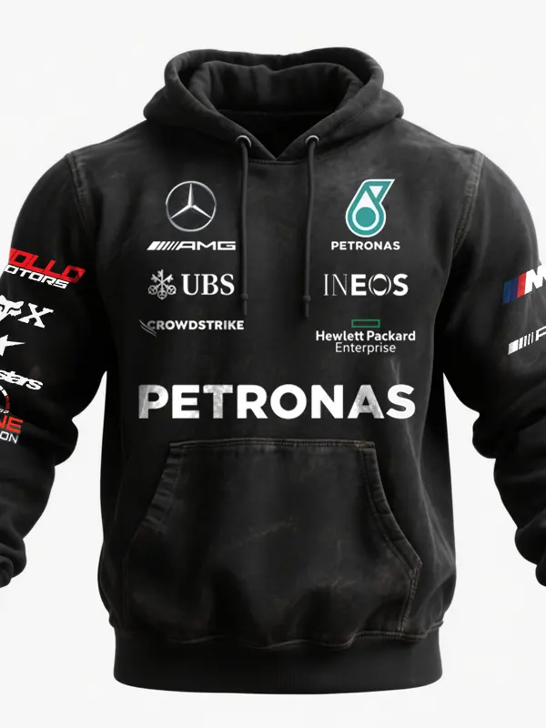 Racing-Inspired Hoodie With Sponsor Logos For Sports Enthusiasts - Wantbright.com 