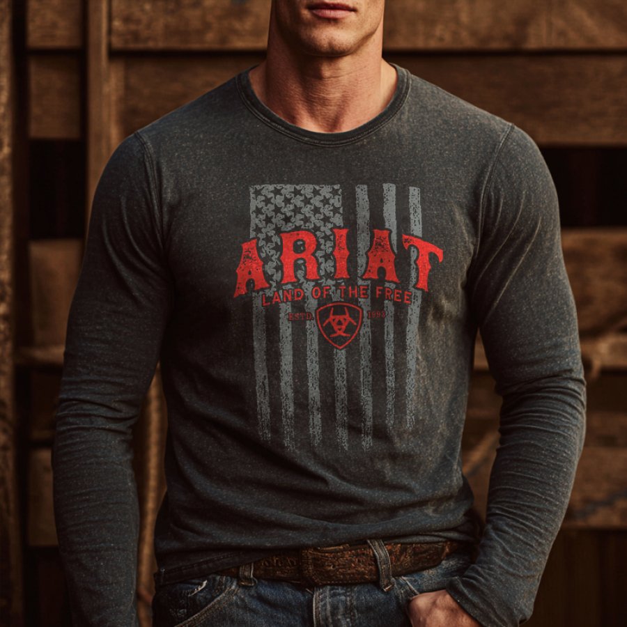 Patriotic Long Sleeve Graphic Tee For Men - Perfect For Casual And Festive Occasions