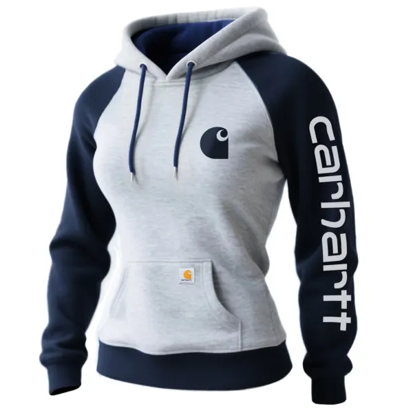 Retro Western Style Women's Raglan Sleeve Contrast Color Stitching 1 Hooded Sweatshirt - Wayrates.com 