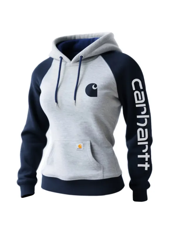 Retro Western Style Women's Raglan Sleeve Contrast Color Stitching 1 Hooded Sweatshirt - Aptkoi.com 
