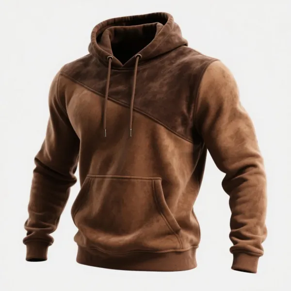 Outdoor Men's Casual Contrast Color Stitching Hooded Sweatshirt Retro Western Sweatshirt - Rabclub.com 