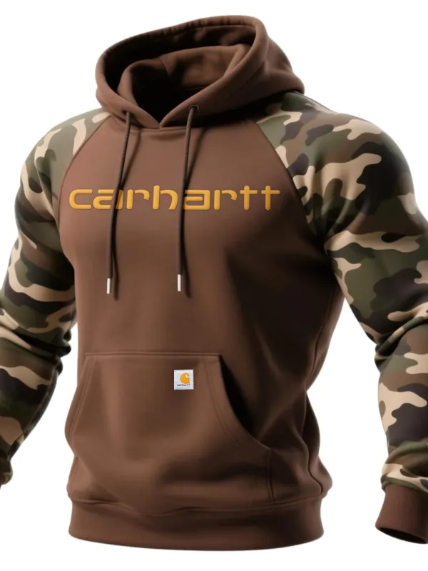Carhartt Men's Retro Camouflage Contrast Color Stitching Hooded Sweatshirt - Simplyion.com 
