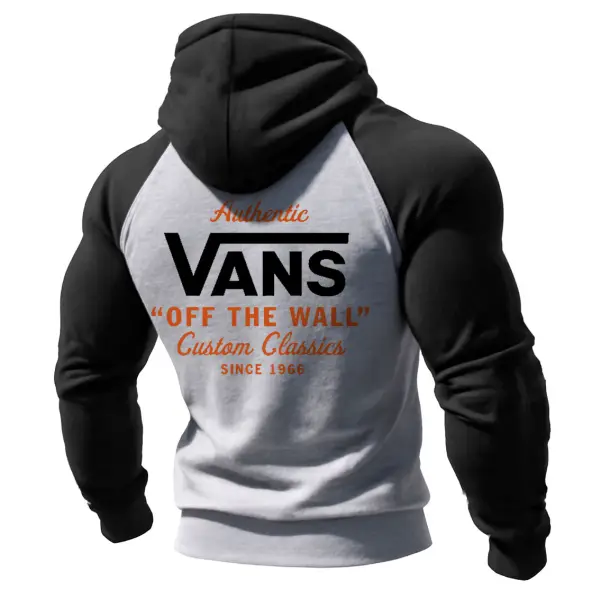 Men's Vintage Since 1966 Off The Wall Print Pocket Raglan Long Sleeve Hoodie - Wayrates.com 