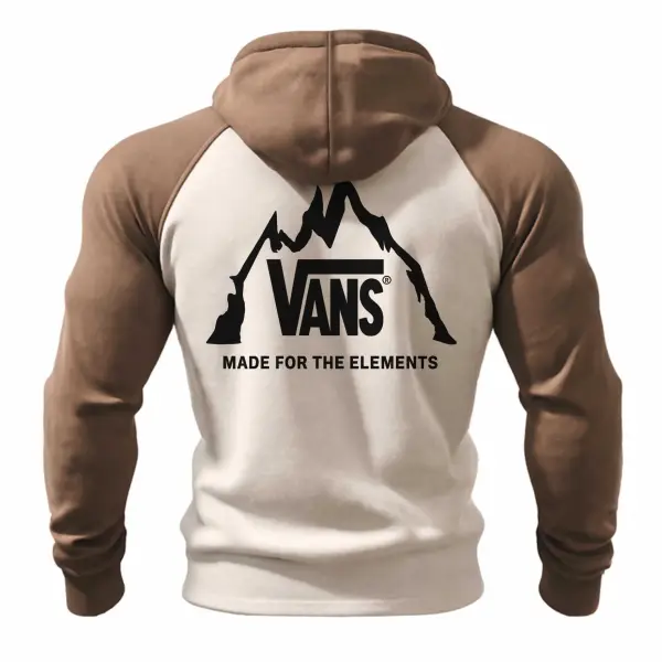 Men's Vintage Mountain Off The Wall Print Pocket Raglan Long Sleeve Hoodie - Wayrates.com 