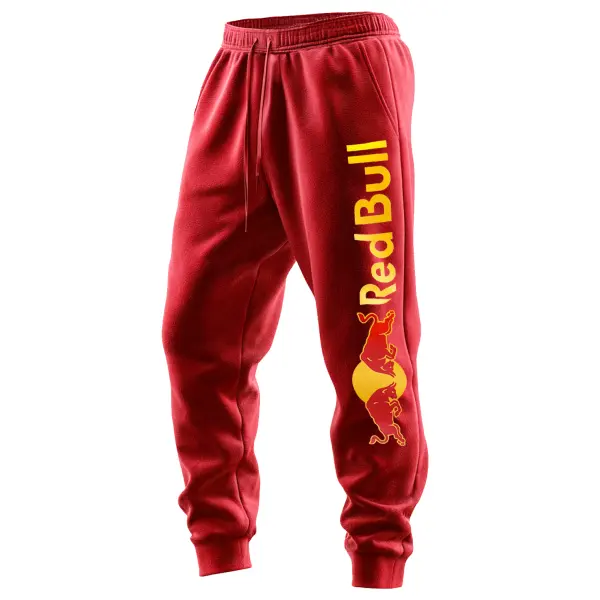 Men's 2025 Newest Retro Racing Print Red Sports Pants - Wayrates.com 