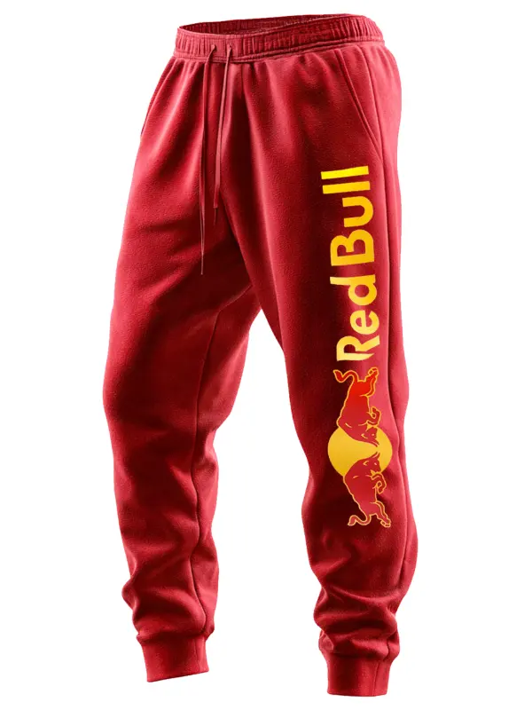 Men's 2025 Newest Retro Racing Print Red Sports Pants - Wantbright.com 