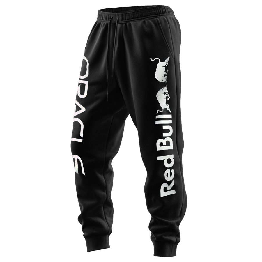 Men's 2025 Newest Retro Racing Print Red Sports Pants