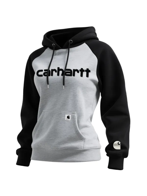 Women's Loose Casual Contrast Color Raglan Sleeve Hooded Sweatshirt - Aptkoi.com 