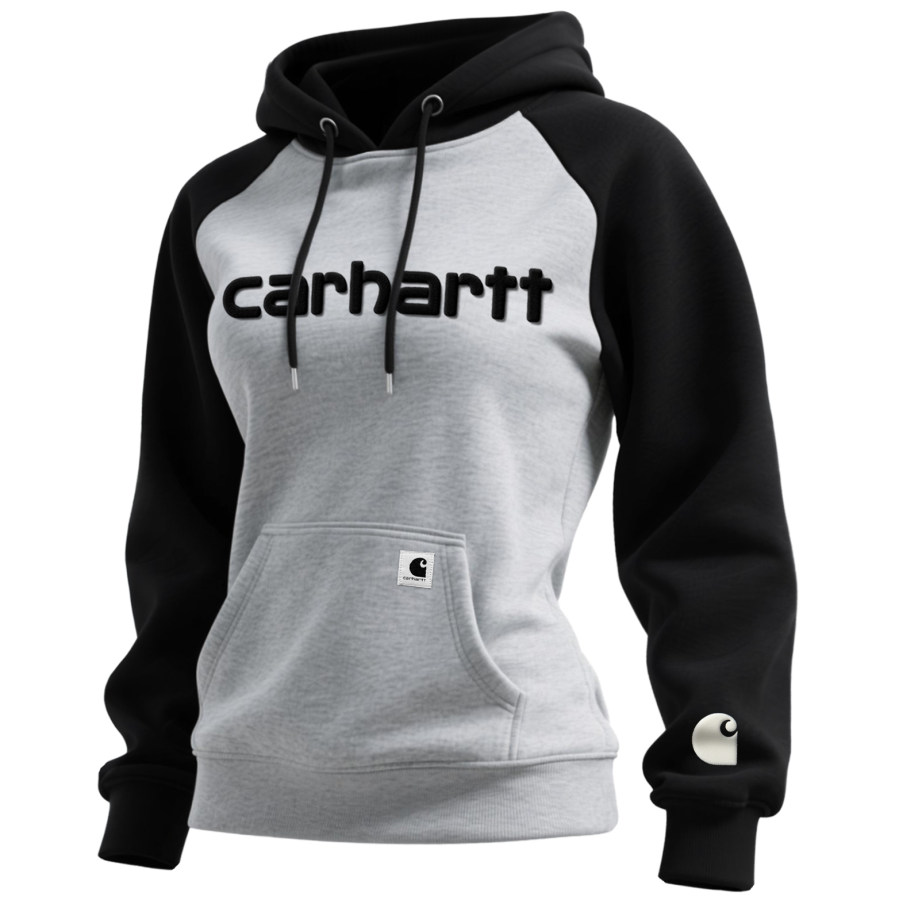 

Women's Loose Casual Contrast Color Raglan Sleeve Hooded Sweatshirt